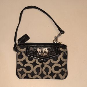 Coach Black And Silver Wristlet